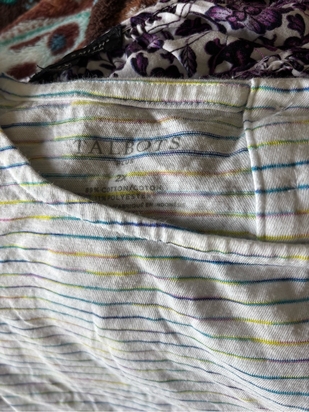 Striped Pocket Tee in White with Multi-Color Pinstripes
